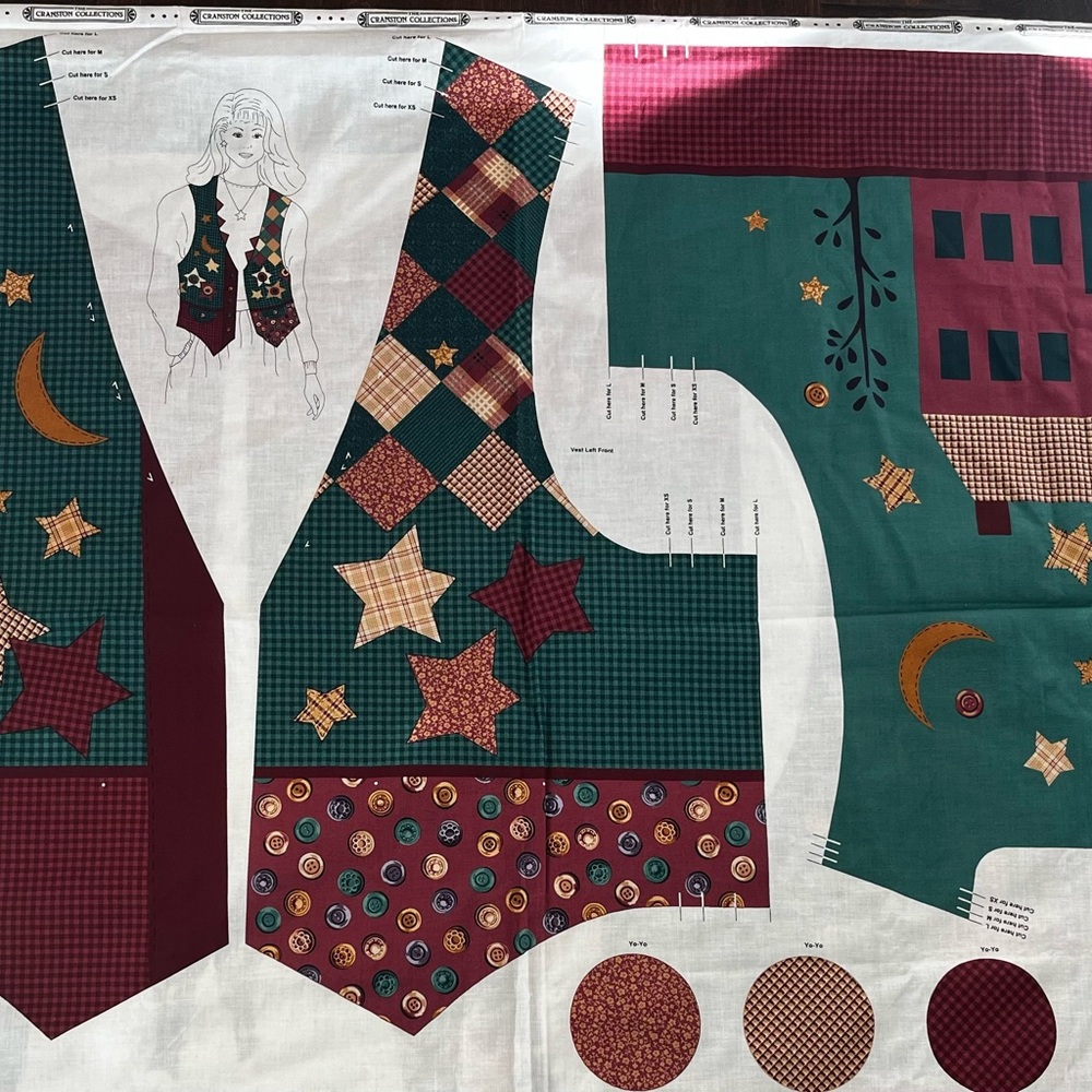 Vintage Cranston Fabric Panels (2) for Patchwork Vest.